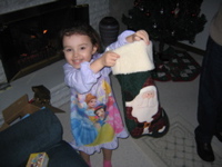 Novali got her stocking in the morning. 