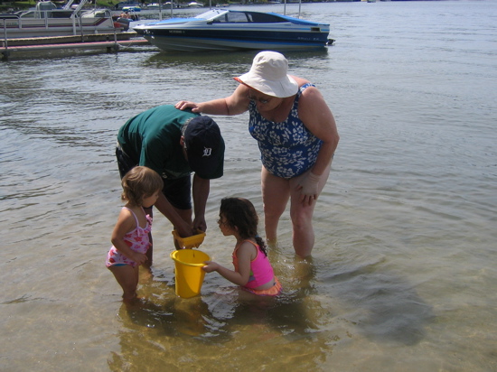 Playing in the water. 