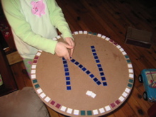 We started planning a pattern on the table.