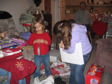 The girls tore into those gifts.