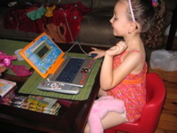 She loves her little laptop.
