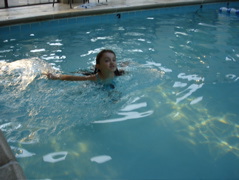 Swimming at the Hilton.