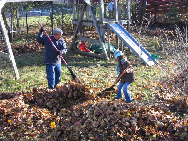Novi helped with leaves.