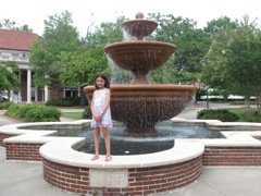 Novali wanted to pose in front of the fountain...