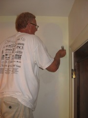 Pappa Dave helped kick off the project byt patching walls and help start the paint. 